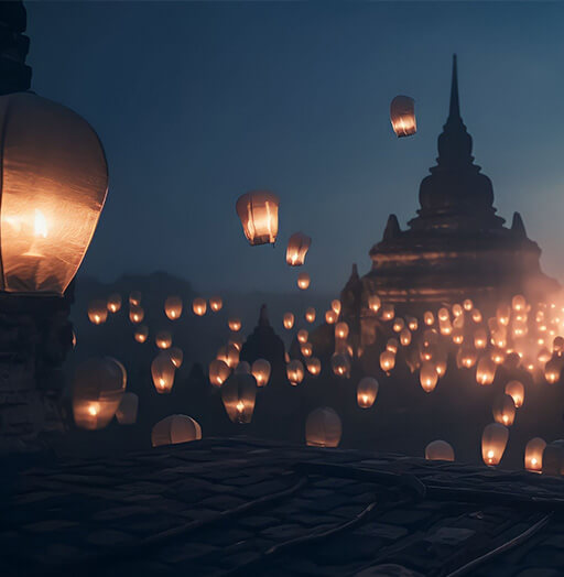 Borobudur temple and lanterns